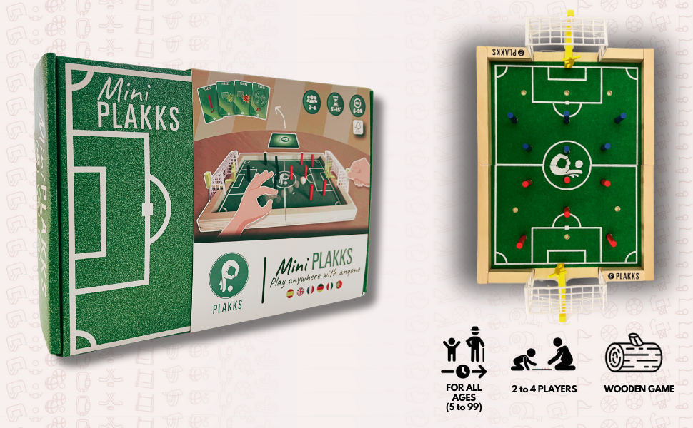 mini plakks, soccer game, soccer board, wooden game, wooden board