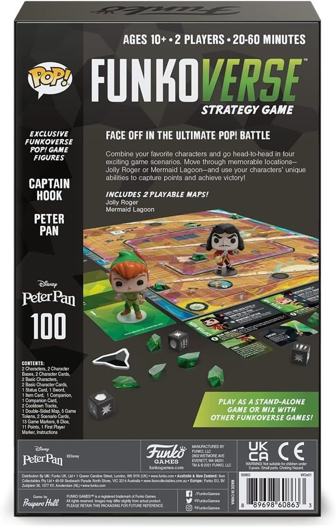 Funkoverse Strategy Game: Peter Pan 100 Expansion 2-Pack – Captain Hook & Peter Pan